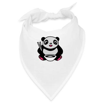 Baby Panda beim Reis essen mit Stäbchen - Bandana - Weiß - Vorne