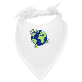 erde planet welt kugel rund gross riesig tragen sc - Bandana - Weiß - Vorne