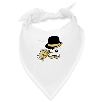 Smiley-Hut Monokel Schnurrbart Melone - Bandana - Weiß - Vorne