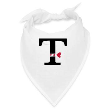 Großbuchstabe T mit Herzen - Bandana - Weiß - Vorne