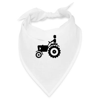 Bauer mit Trecker / Traktor - Bandana - Weiß - Vorne