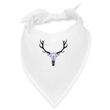 Hirschgeweih und Schädel - Bandana - Weiß - Vorne