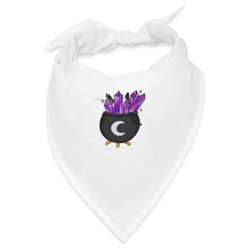 Hexenkessel mit Kristallen - Bandana - Weiß - Vorne