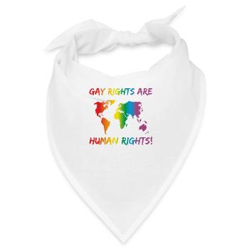 LGBT Gay Rights Are Human Rights, - Bandana - Weiß - Vorne
