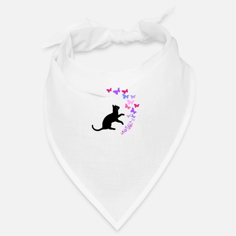 Chat noir et conception de papillons colorés Bandana