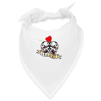 Kopf des Todes Liebe Banner HerzSchädel Schädel - Bandana - Weiß - Vorne