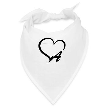 Herz Buchstabe A - Bandana - Weiß - Vorne