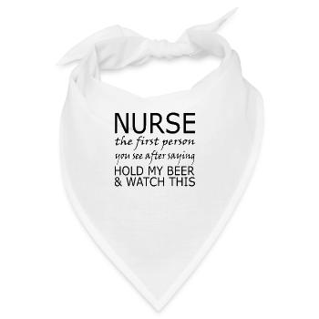 Nurse Krankenschwester Corona - Bandana - Weiß - Vorne