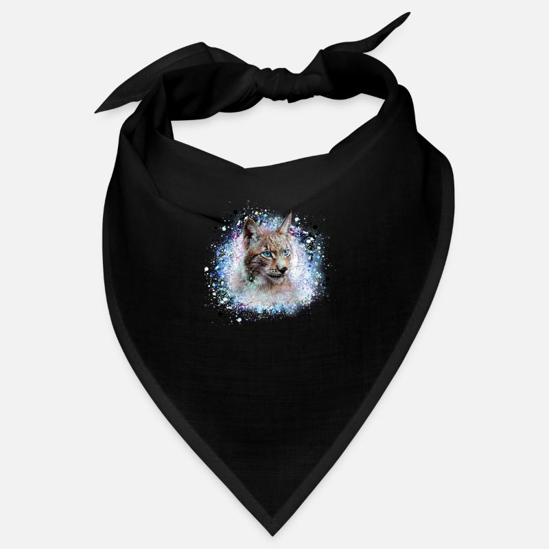 lynx, chat, bleu, peinture, aquarelle, bleu Bandana