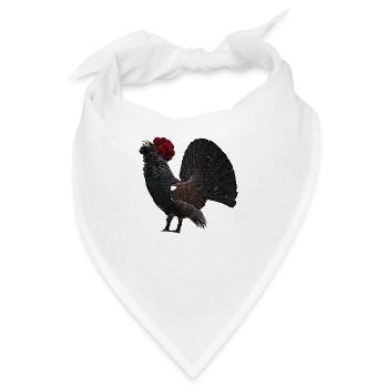 Auerhahn mit Schwarzwälder Bollenhut - Bandana - Weiß - Vorne