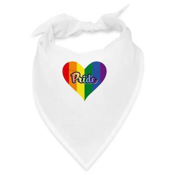 LGBT Herz Flagge Pride in Regenbogen Farben - Bandana - Weiß - Vorne
