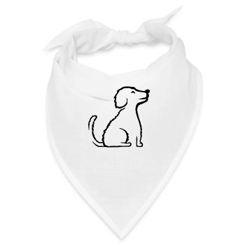 Sitzender glücklicher braver Hund - Bandana - Weiß - Vorne