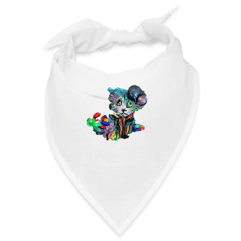 Farbenfrohe Katze - Bandana - Weiß - Vorne
