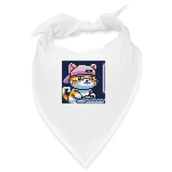 Cute cat with baseballhat playing computer games - Bandana - Weiß - Vorne