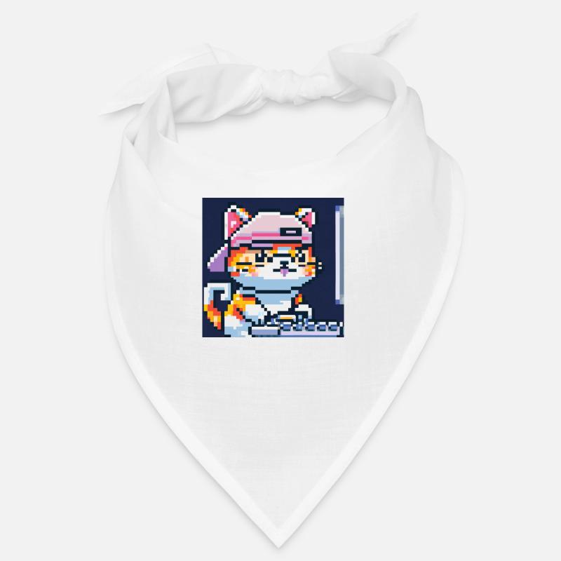 Cute cat with baseballhat playing computer games Bandana
