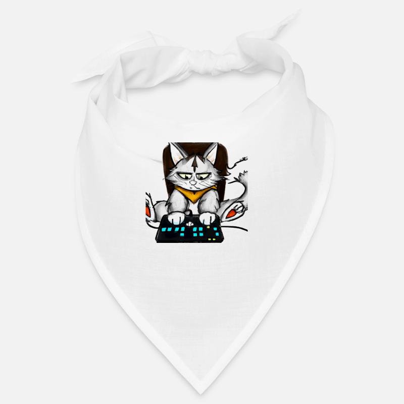 Cat Playing Computer Games Comic Bandana