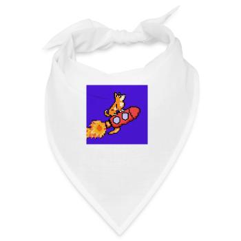 Pixel Hund auf Rakete Pixel Art - Bandana - Weiß - Vorne