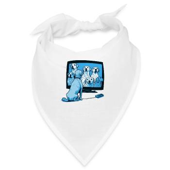 Hund schaut Serie mit Hundewelpen im Fernseher - Bandana - Weiß - Vorne
