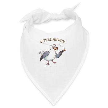 "Let's be friends" Möwe + Marienkäfer - Bandana - Weiß - Vorne