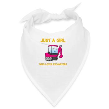 Bagger Baustelle Bauarbeiterin Mädchen I Geschenk - Bandana - Weiß - Vorne
