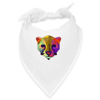 Mehrfarbiger stilisierter Panther - Bandana - Weiß - Vorne