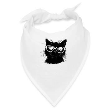 Katze mit Brille - Bandana - Weiß - Vorne