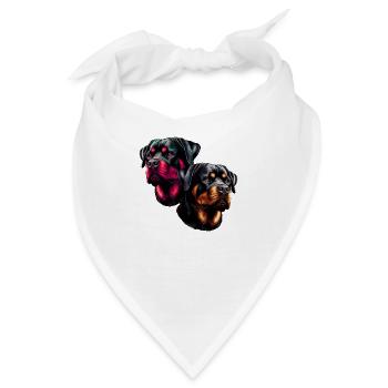 Rottweiler ,Hunde, Hundekopf, Wachhund, Rassehund, - Bandana - Weiß - Vorne