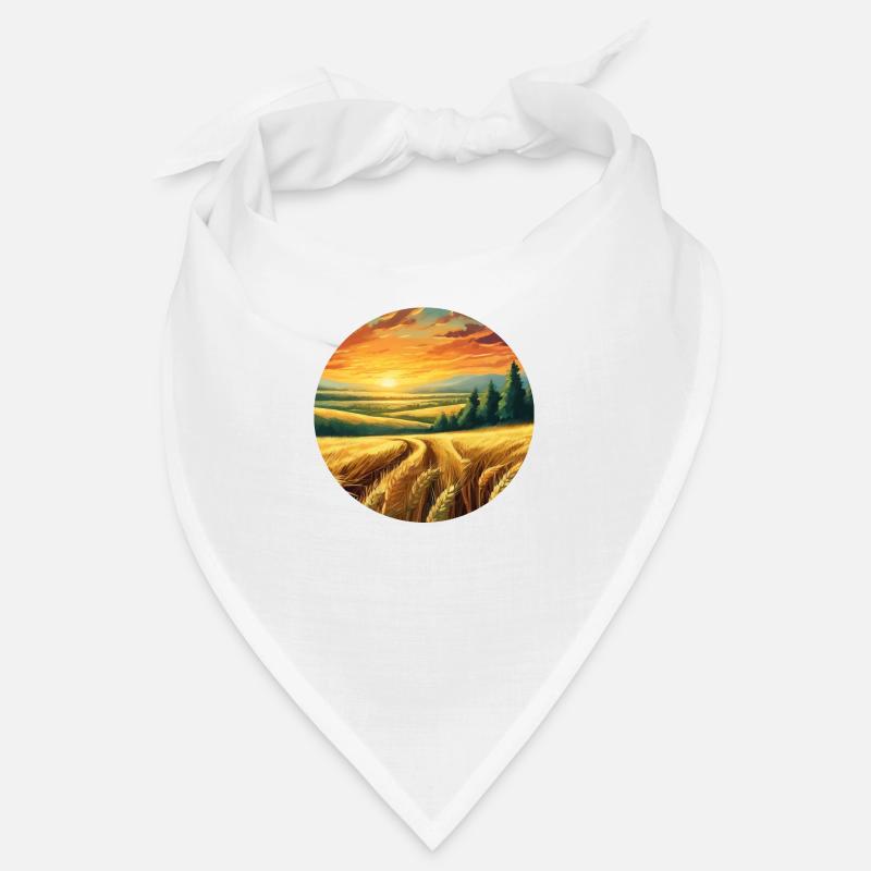 Landscape with field and forest at sunset Bandana