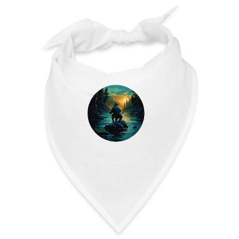 Angeln in der Wildnis im Abendrot - Bandana - Weiß - Vorne
