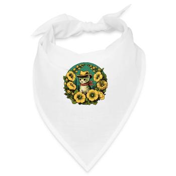 Wildwest-Cowboy-Katze - Bandana - Weiß - Vorne