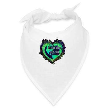 Heile die Welt, Erdkugel in Herzform, Neonlicht - Bandana - Weiß - Vorne