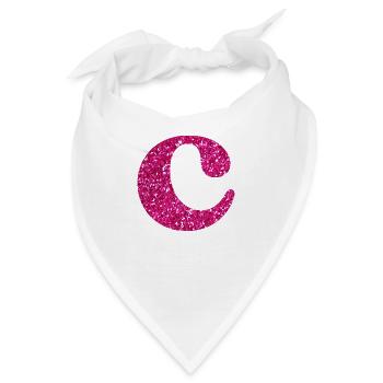 Buchstabe c rosa Glitzer - Bandana - Weiß - Vorne