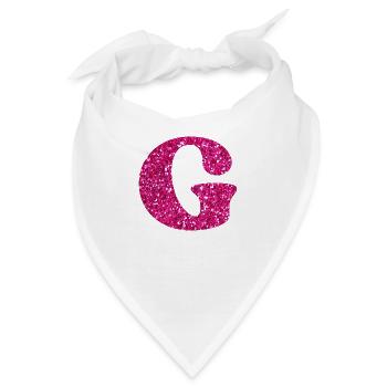Buchstabe g rosa Glitzer - Bandana - Weiß - Vorne