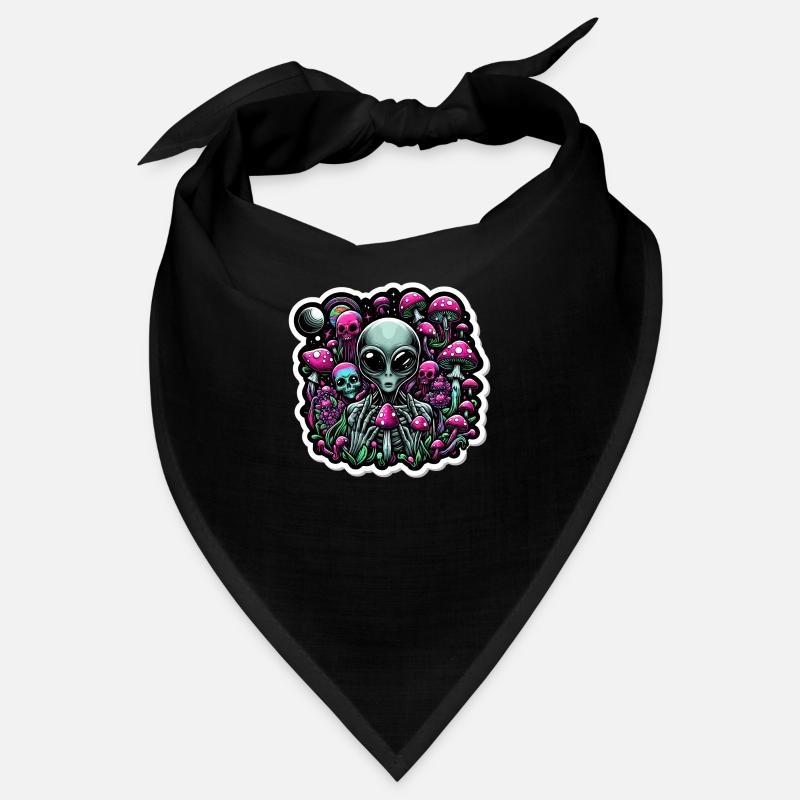 Psychedelic Alien with Mushrooms Bandana