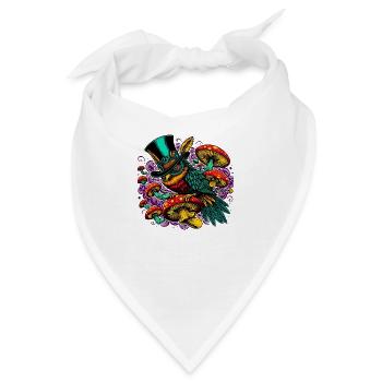 Bunte Eule mit Zylinderhut - Bandana - Weiß - Vorne