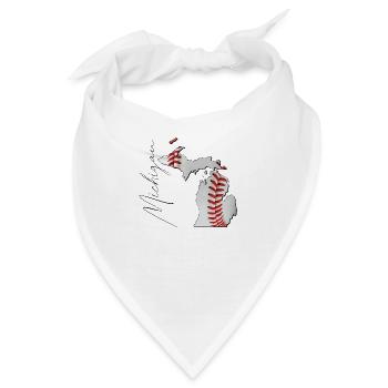 Michigan (USA) | echter Baseball | Landkarte Scpt - Bandana - Weiß - Vorne