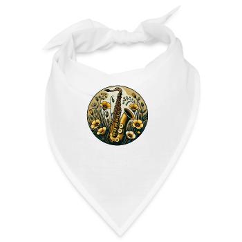Saxophon - Bandana - Weiß - Vorne