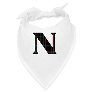 Monogramm n Schottischer Tartan - Bandana - Weiß - Vorne
