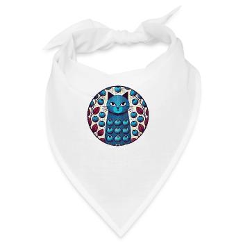 Blaubeer-Katze - Bandana - Weiß - Vorne