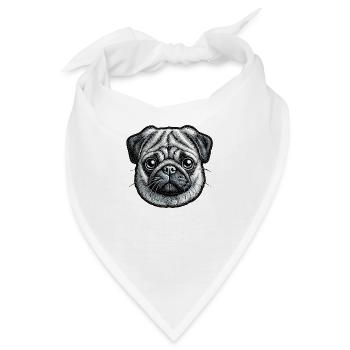 Mops – süß und gesellig - Bandana - Weiß - Vorne
