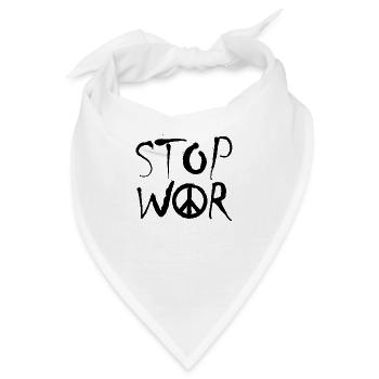 STOP WAR mit Peace Zeichen Peace Symbol – NO WAR - Bandana - Weiß - Vorne