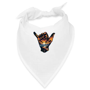 Shaka Hand Geste Aloha Tropisch Hawaii Strand Surf - Bandana - Weiß - Vorne