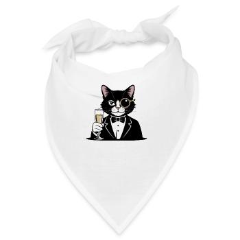 Ein Gentleman-Kater mit einem Glas und einem Monokel. - Bandana - Weiß - Vorne
