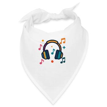 Kopfhörer und Notizen - Bandana - Weiß - Vorne