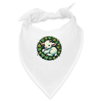 Ziege mit Efeu Botanisches Naturdesign - Bandana - Weiß - Vorne