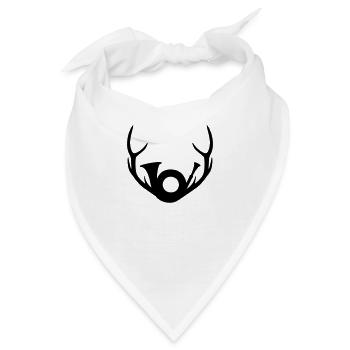 Geweih und Jagdhorn - Bandana - Weiß - Vorne