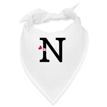 Großbuchstabe N mit Herzen - Bandana - Weiß - Vorne