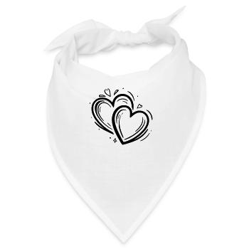 2 Herzen Dekor - Bandana - Weiß - Vorne