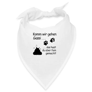 Komm wir gehen Gassi: Belohnung in Pfotenform - Bandana - Weiß - Vorne