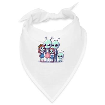 Außerirdische Familie T-Shirt - Bandana - Weiß - Vorne